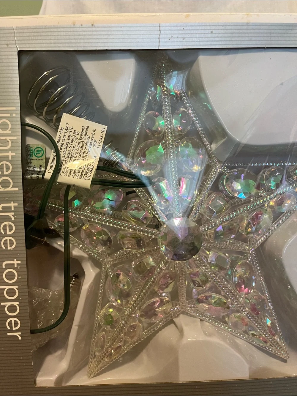 Iridescent Lighted Star Tree Topper
